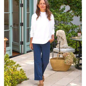 Frank & Eileen EFFIE Long Sleeve Funnel Neck Capelet Sweatshirt White